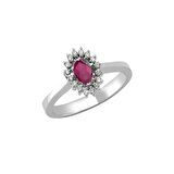 0.28ct Pırlantalı Markiz Yakut Taşlı Yüzük-18k