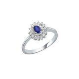 0.39ct Pırlantalı Oval Safir Taşlı Yüzük-18k