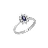 0.07ct Pırlantalı Damla Safir Taşlı Yüzük-18k