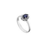 0.07ct Pırlantalı Damla Safir Taşlı Yüzük-18k