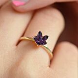 14 Ayar Altın Mor Lotus Çiçeği Yüzük