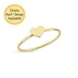 14 Ayar Altın Sade Kalpli Yüzük