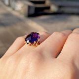14 Ayar Altın Ametist Taşlı Yüzük