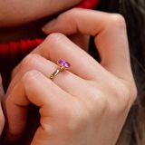 14 Ayar Altın Pembe Taşlı Eklem Yüzük