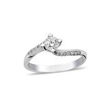0.45ct Pırlanta Kolları Taşlı Tektaş Yüzük