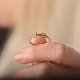 14k Altın Kalbinde Demirli Çapa Yüzük