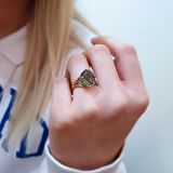 14k Altın Yeşil Topaz Taşlı Yüzük