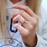 14k Altın Mavi Topaz Taşlı Yüzük