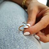 14k Altın Mavi Topaz Taşlı Yüzük