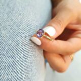 14k Altın Ametist Taşlı Yüzük