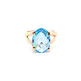 14k Altın Mavi Topaz Taşlı Yüzük