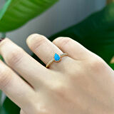 14k Altın Mavi Damla Taşlı Yüzük