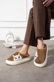 Poppy Berlin Kadın Figürü Sevimli Pijama Kedi Desen Peluşlu Hafif Kaymaz Eva Taban Kışlık Terlik