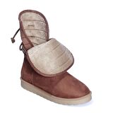 Taba Süet  İp Detaylı Kadın Yarım Çizme