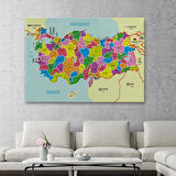 Harita Sepeti Türkiye Haritası Kanvas Tablo İl ve İlçeli Ayrıntılı Eğitici Komşulu Tablo 3001