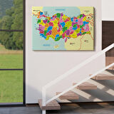 Harita Sepeti Türkiye Haritası Kanvas Tablo İl ve İlçeli Ayrıntılı Eğitici Komşulu Tablo 3001