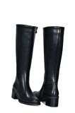 Kadın Klasik Topuk Siyah Cilt Çizme