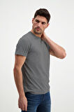 Erkek Siyah Bisiklet Yaka Slim Fit Basic T-shirt