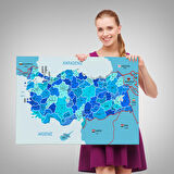 Harita Sepeti Türkiye Haritası Kanvas Tablo İl ve İlçeli Ayrıntılı Eğitici Komşulu Tablo 3002