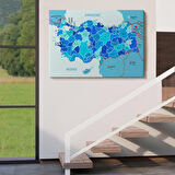 Harita Sepeti Türkiye Haritası Kanvas Tablo İl ve İlçeli Ayrıntılı Eğitici Komşulu Tablo 3002