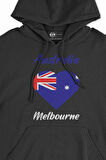 Melbourne Avusturalya Bayraklı Kalpli Siyah Sweatshirt Hoodie