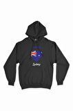 Sidney Avusturalya Bayraklı Kalpli Siyah Sweatshirt Hoodie