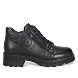 Bordolli Siyah Deri Kadın Bot