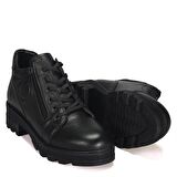 Bordolli Siyah Deri Kadın Bot