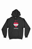 Salzburg Avusturya Bayraklı Kalpli Siyah Sweatshirt Hoodie