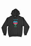 Bakü Azerbaycan Bayraklı Kalpli Siyah Sweatshirt Hoodie