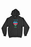 Bakü Azerbaycan Bayraklı Kalpli Siyah Sweatshirt Hoodie