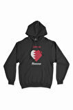 Manama Bahreyn Bayraklı Kalpli Siyah Sweatshirt Hoodie