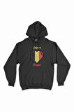 Bruge Belçika Bayraklı Kalpli Siyah Sweatshirt Hoodie