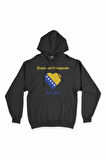 Saraybosna Bosna Hersek Bayraklı Kalpli Siyah Sweatshirt Hoodie