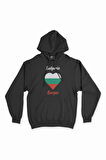 Burgaz Bulgaristan Bayraklı Kalpli Siyah Sweatshirt Hoodie