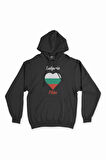 Filibe Bulgaristan Bayraklı Kalpli Siyah Sweatshirt Hoodie