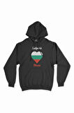Pleven Bulgaristan Bayraklı Kalpli Siyah Sweatshirt Hoodie