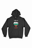 Sofya Bulgaristan Bayraklı Kalpli Siyah Sweatshirt Hoodie
