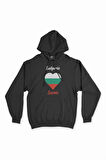 Sofya Bulgaristan Bayraklı Kalpli Siyah Sweatshirt Hoodie