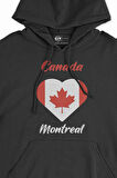 Montreal Canada Bayraklı Kalpli Siyah Sweatshirt Hoodie