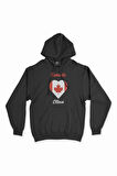 Ottava Canada Bayraklı Kalpli Siyah Sweatshirt Hoodie