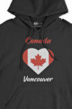 Vancouver Canada Bayraklı Kalpli Siyah Sweatshirt Hoodie