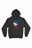 Manila Filipinler Bayraklı Kalpli Siyah Sweatshirt Hoodie
