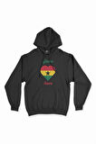 Accra Gana Bayraklı Kalpli Siyah Sweatshirt Hoodie
