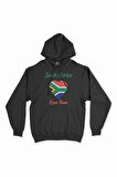 Cape Town Güney Afrika Bayraklı Kalpli Siyah Sweatshirt Hoodie