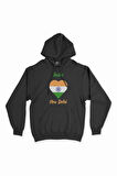 Yeni Delhi Hindistan Bayraklı Kalpli Siyah Sweatshirt Hoodie