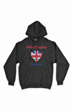 Cambridge İngiltere Bayraklı Kalpli Siyah Sweatshirt Hoodie