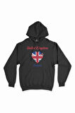 Oxford İngiltere Bayraklı Kalpli Siyah Sweatshirt Hoodie