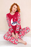 Nisanca Kışlık Kadın Welsoft Polar Pijama Takımı - Yeni Yıl Pijaması 