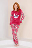 Nisanca Kışlık Kadın Welsoft Polar Pijama Takımı - Yeni Yıl Pijaması 